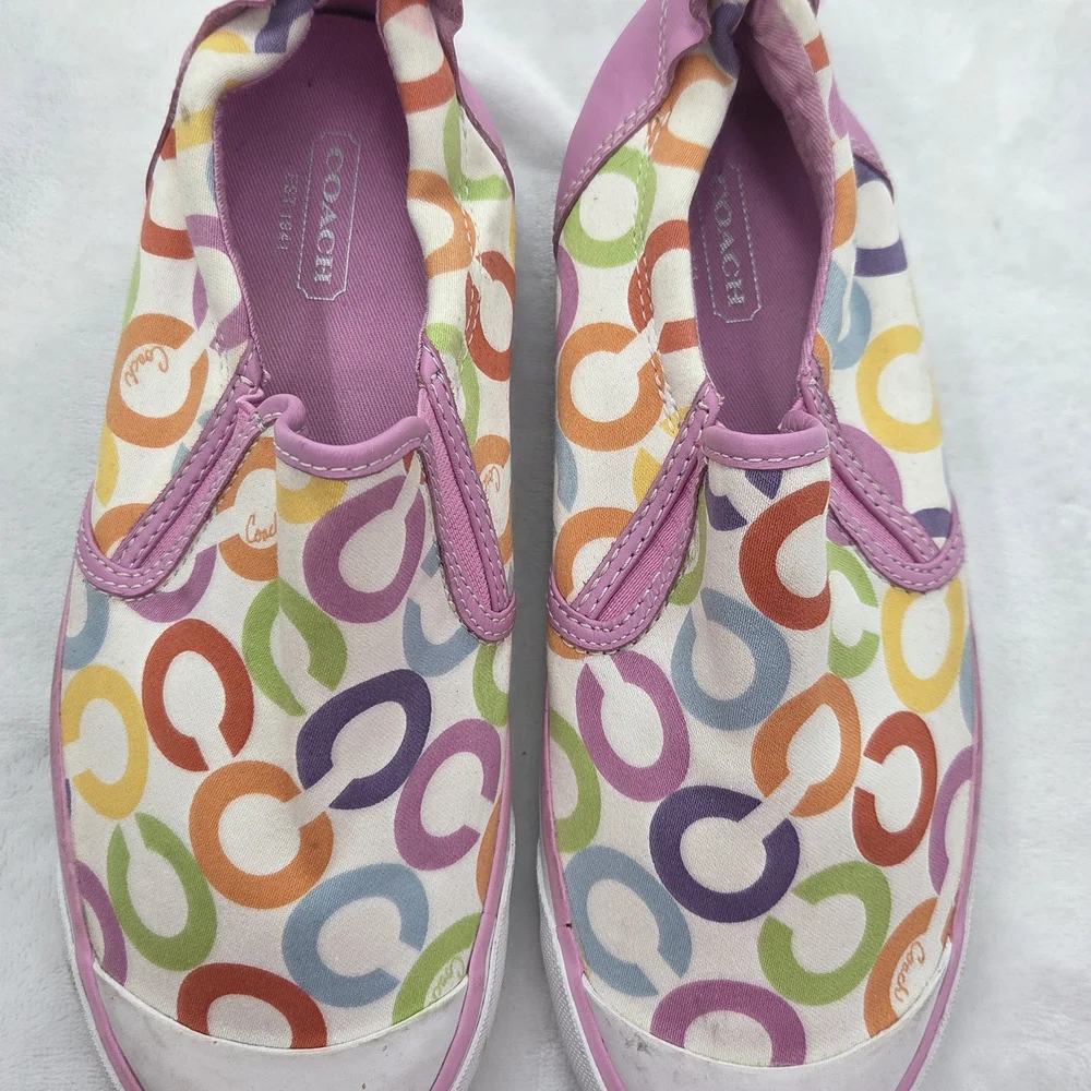 Coach‎ Leatherware Slip-On Sneakers Multicolor C Logo Women’s 6.5B